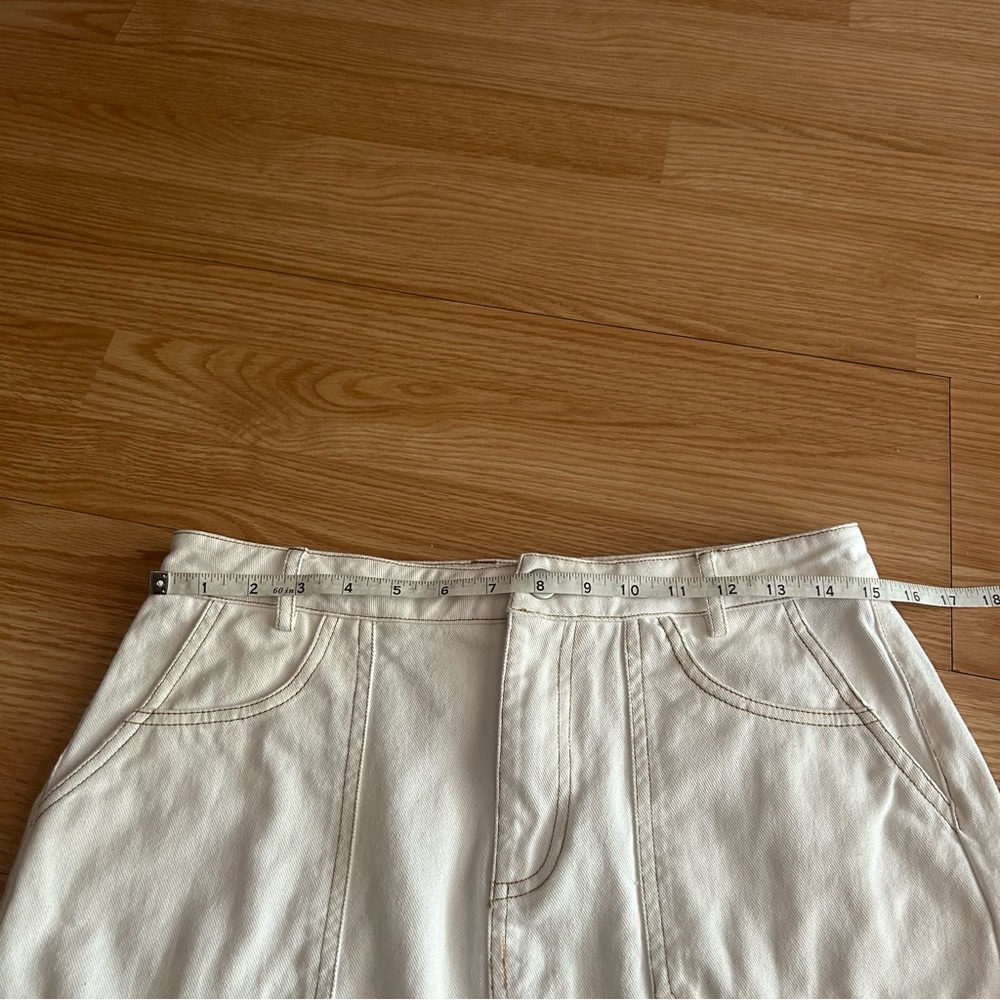 Miou Muse Off White Stretch Mini Denim Skirt Medium - Picture 6 of 8